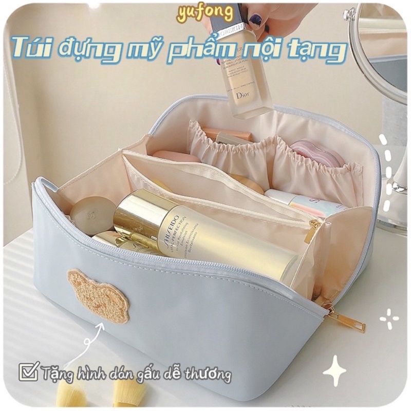 MVP2739 Túi đựng mỹ phẩm PU cao cấp xách tay nữ nhiều ngăn tiện lợi