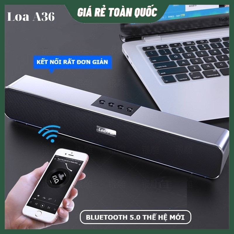 Loa Bluetooth A36 Công Suất 10W Siêu Bass - Pin 8 Tiếng - Cho Laptop Tivi FM Điên Thoại
