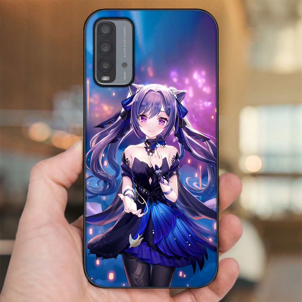 Ốp lưng Xiaomi Redmi 9T viền đen in hình Keqing Genshin Impact