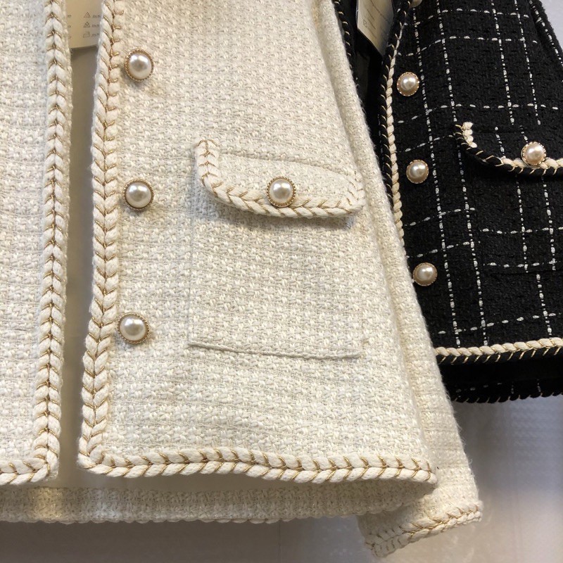Áo dạ tweed vặn thừng túi đôi