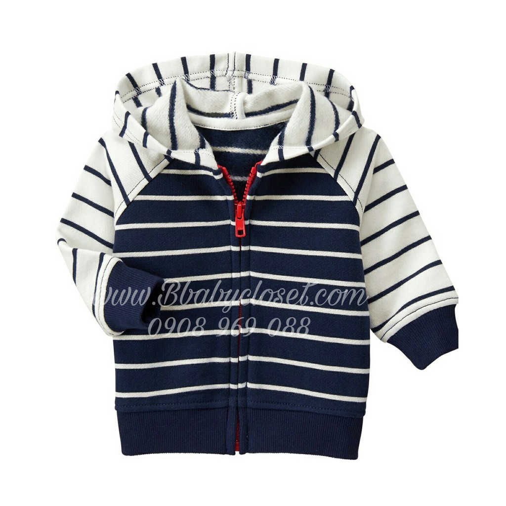 Áo Khoác Bé Trai (3m-24m) Chính Hãng Oshkosh Mỹ Sọc Xanh Trắng