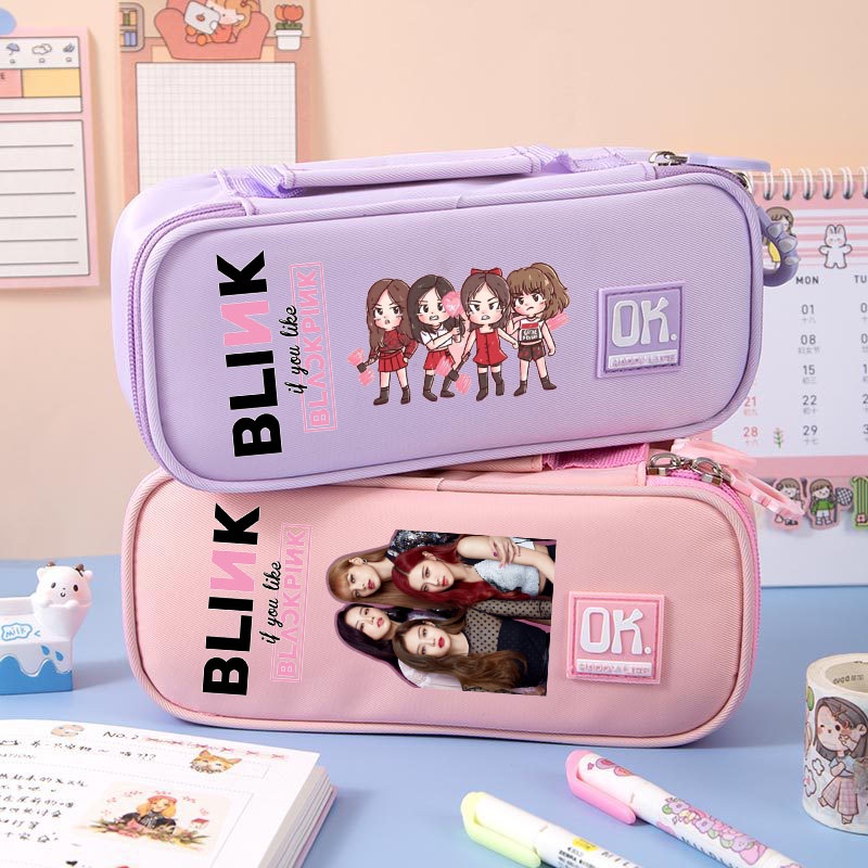 Túi Đựng Bút Nhiều Ngăn In Hình Nhóm Nhạc blackpink Hàn Quốc