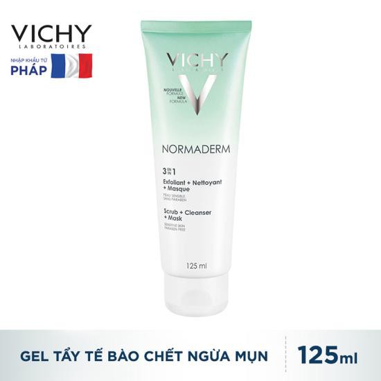 Kem Tẩy Tế Bào Chết 3 Tác Dụng Vichy Normaderm 3in 1 Scrub + Cleanser + Mask 125ml