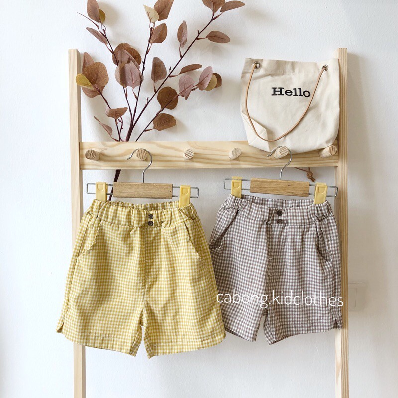 Quần short caro cho bé &lt;FREE SHIP&gt; Quần sooc đũi mềm trẻ em phong cách Hàn Quốc