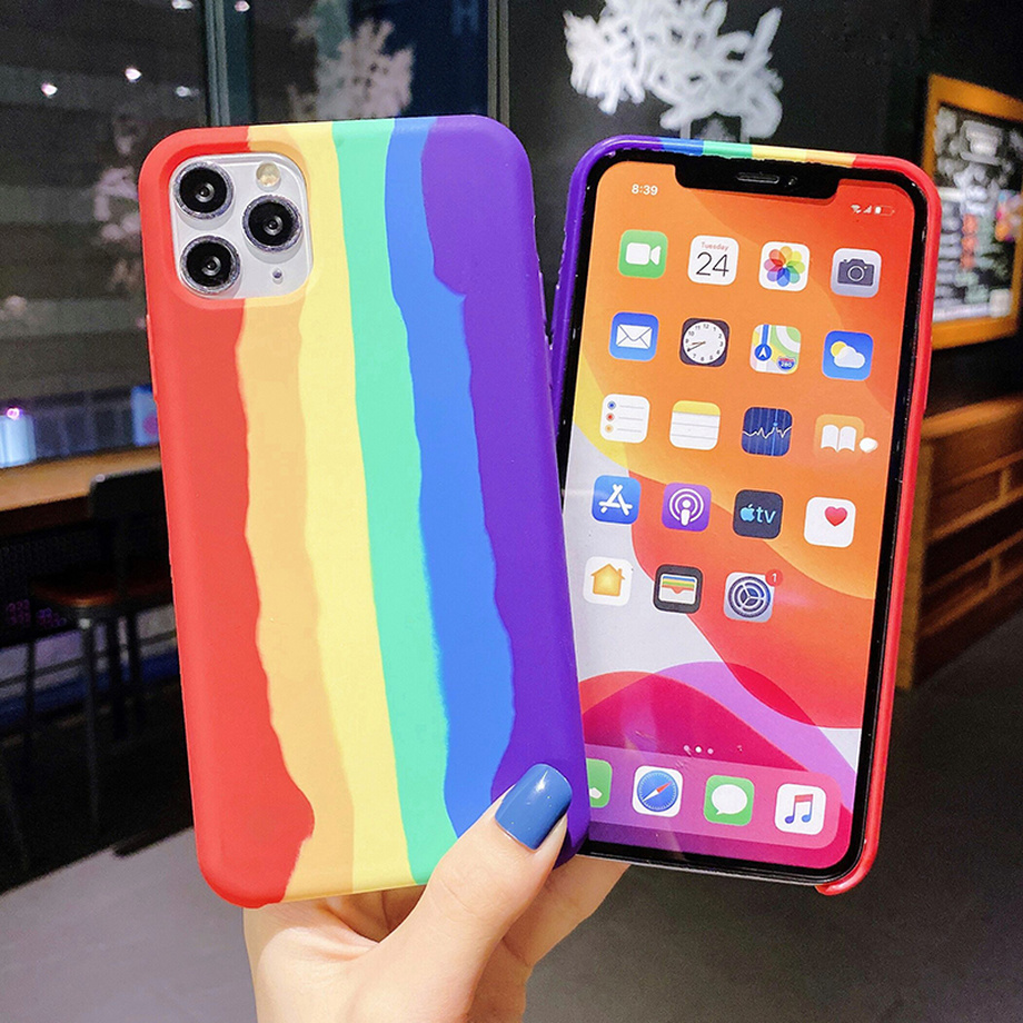 Ốp Lưng Cao Su Mềm Màu Cầu Vồng Cho Iphone 12 Mini 11 Pro Max Se 2020 X Xs Max Xr 6 6s 7 8 Plus | BigBuy360 - bigbuy360.vn