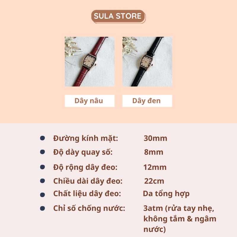 Đồng hồ nữ dây da giá rẻ đẹp chính hãng full box chống nước - SULAGOD