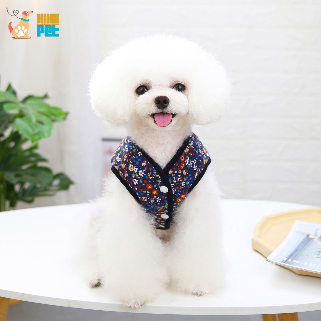 Áo Gile Hoa Nhí Cotton Thu Đông Chó Mèo Quần Áo Thú Cưng Cao Cấp Khoác Hihapet