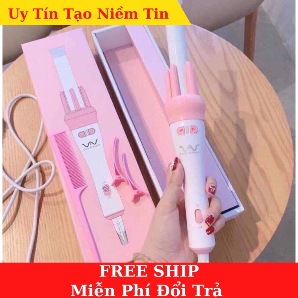 Máy Uốn Tóc Xoăn Tự Động Chất Liệu Gốm Xứ 28mm 3 Mức Nhiệt Cao Cấp 360 tặng 1 lược 2 kẹp