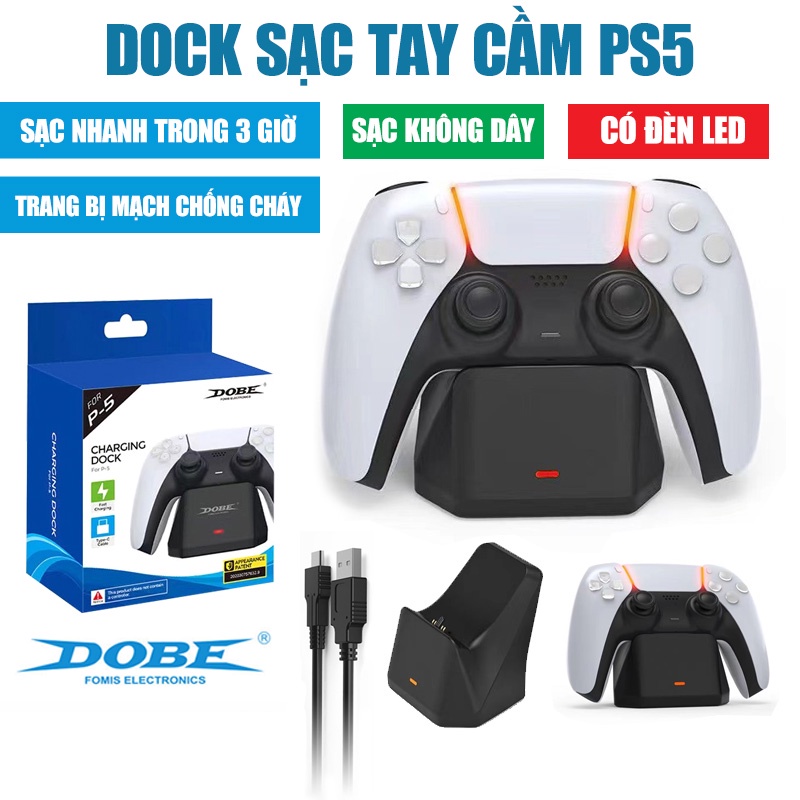 Dock sạc PS5 đế sạc tay cầm Dualsense chính hãng Dobe phụ kiện tay cầm không dây PS5 Console