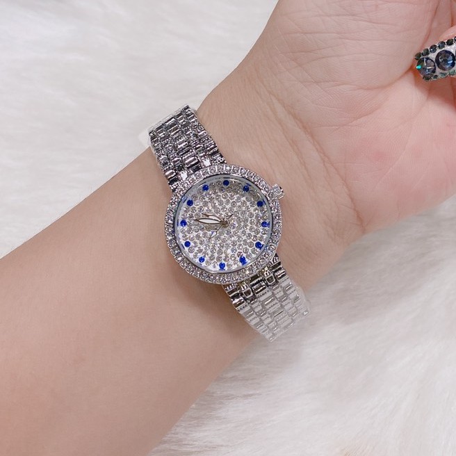 Đồng hồ nữ BEE SISTER, full đá, số đính kim cương xanh, full box, thẻ bảo hành 12 tháng - Dongho.BS
