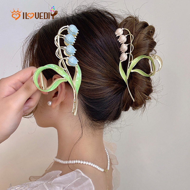 Kẹp Tóc Càng Cua Kim Loại Hình Hoa Lily Thời Trang Cho Nữ