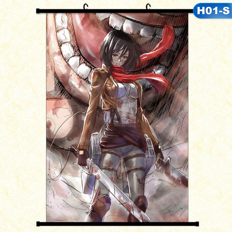 flowersqueen Tấm poster hình nhân vật anime Attack on Titan