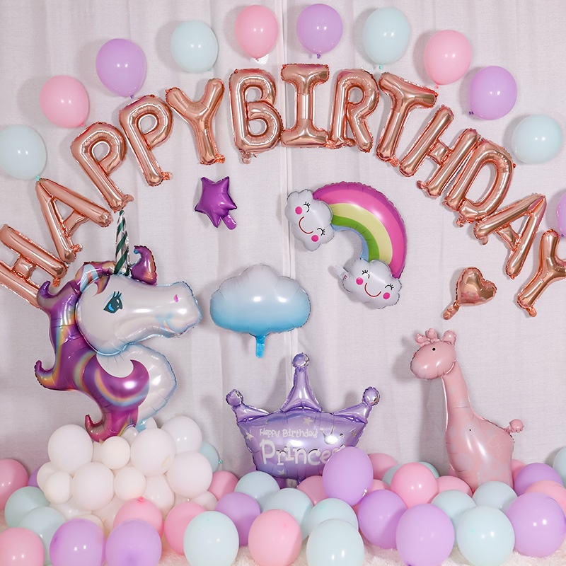 Bóng Hình Vương Miện Hồng/Xanh Trang Trí Sinh Nhật - K187