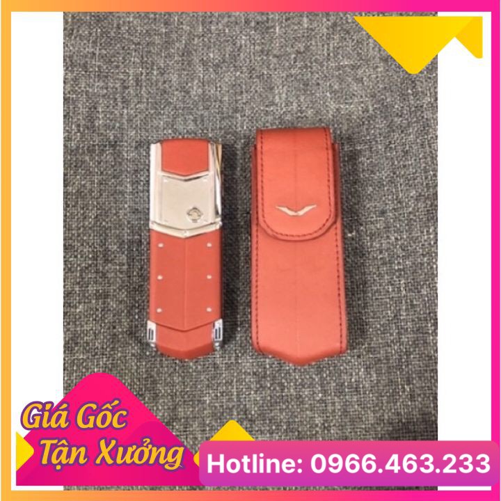 Bao da vt singnature S nắp gập da trơn màu đỏ may mắn