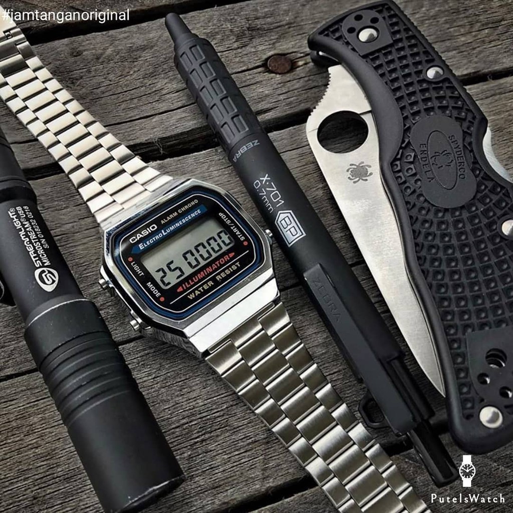 Đồng hồ Nam dây thép Casio A168WA-1 chính hãng bảo hành 1 năm Pin trọn đời