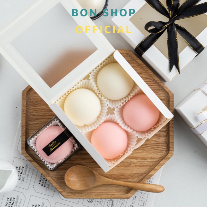 Hộp giấy vuông trắng có cửa sổ đựng bánh Cookie và Quà Tặng