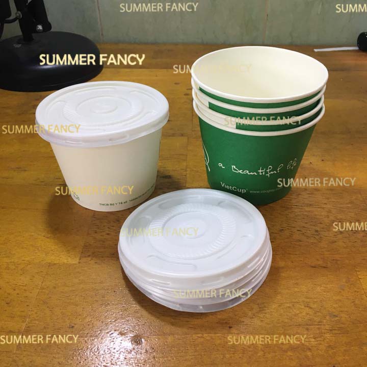 50 cốc giấy đựng canh cơm 16oz ~ 475ml ly giấy đựng kem có nắp sốt có nắp - Paper cup Hộp giấy 500ml