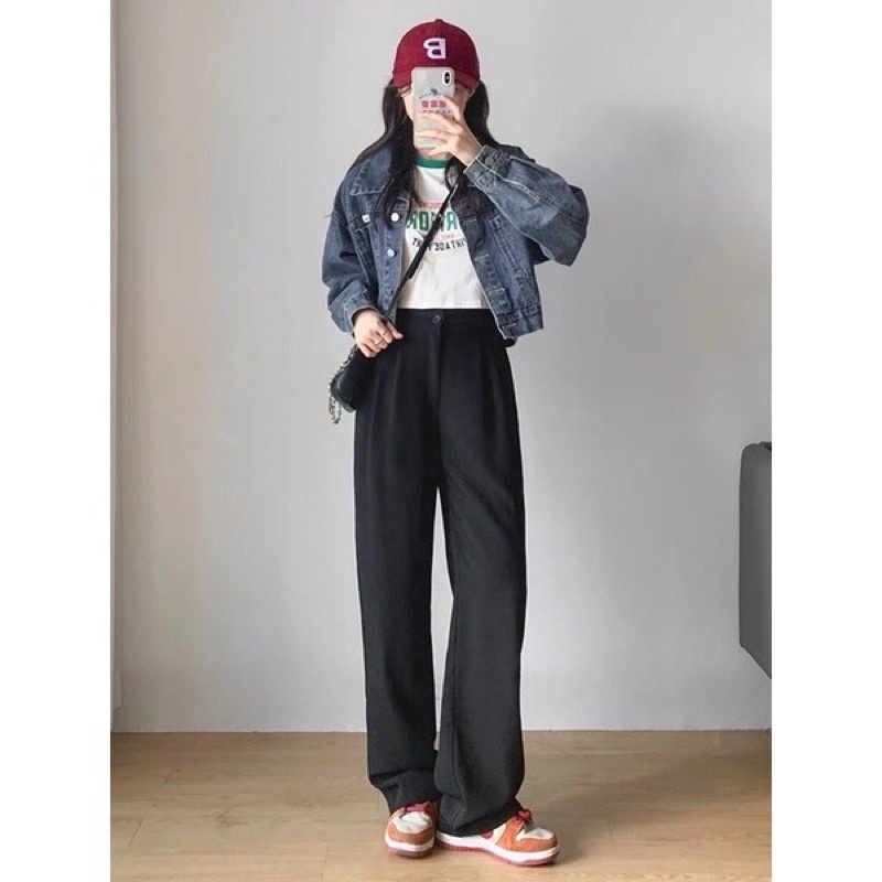 Quần ống suông form rộng dài chất thích. Quần culottes nữ dài 105cm ống rộng.