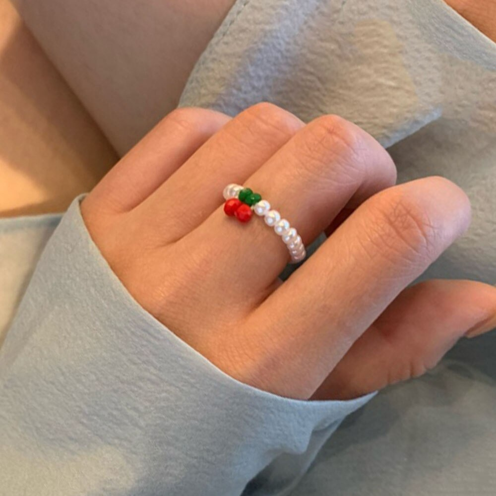 Nhẫn đính ngọc trai nhân tạo đơn giản dễ thương cho nữ