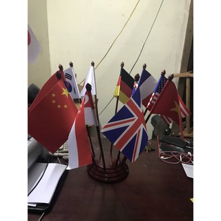 Cờ để bàn đế gỗ 10 cờ