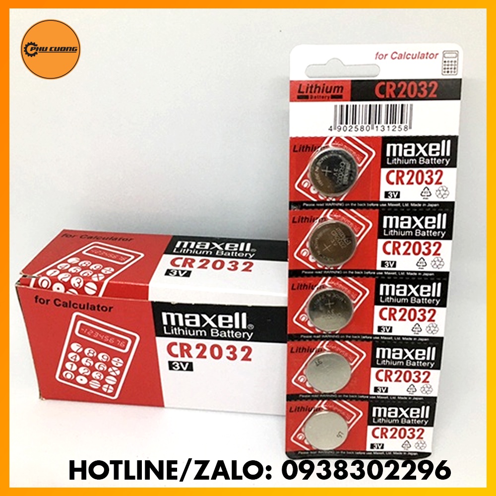 Vỉ 5 Pin CMOS Maxell CR2032 Nhật - 2032 Lithium 3v - Sản Phẩm Chính Hãng