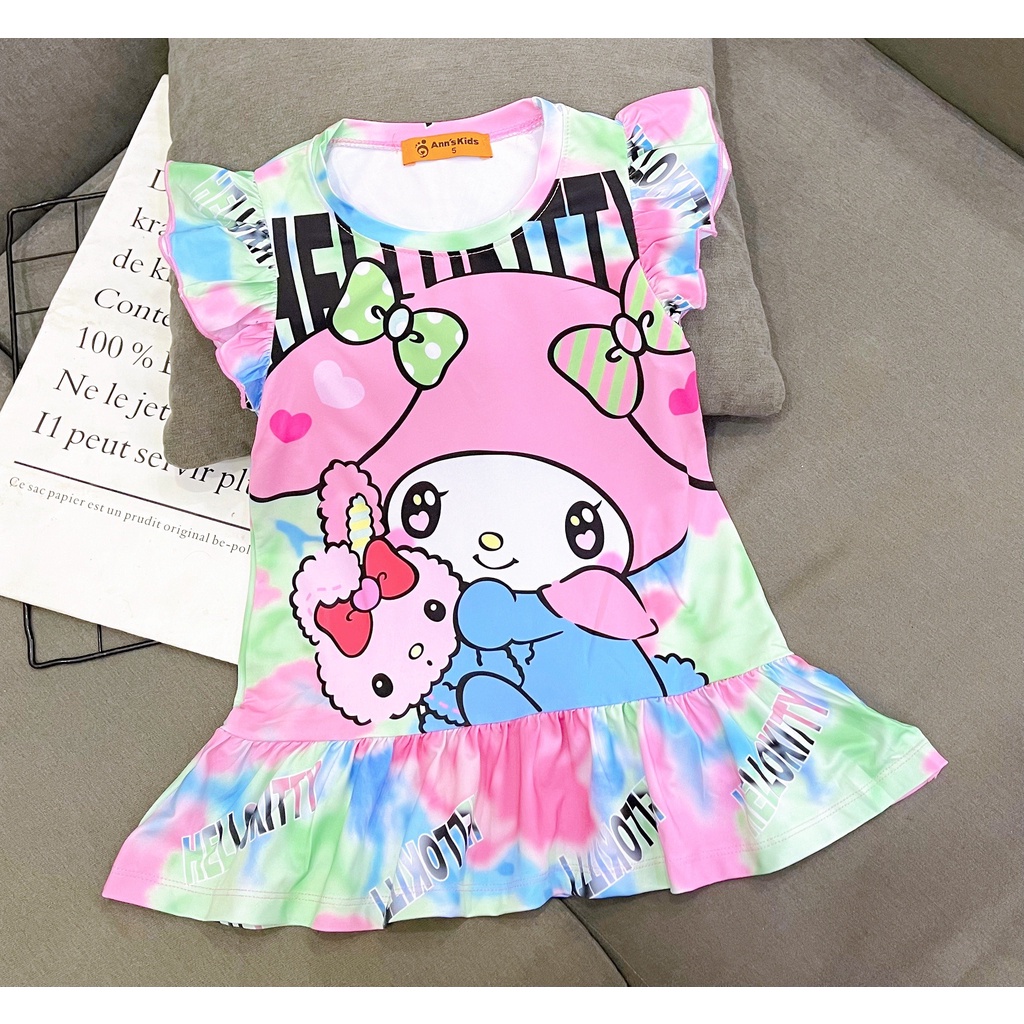 Đầm suông thun lạnh in 3D size cho bé gái từ 12 đến 24kg ngựa pony cho bé