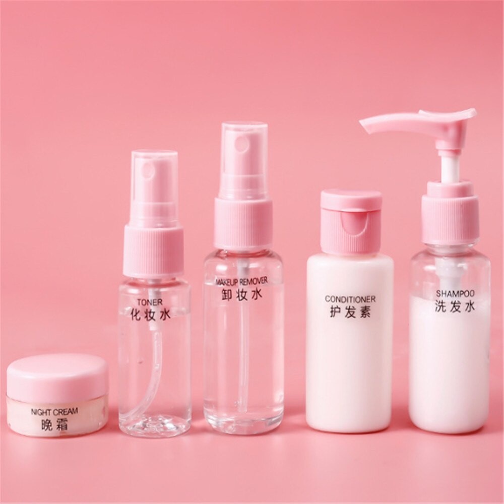 Bộ chiết mỹ phẩm 6 món bằng nhựa PE tặng kèm túi đựng tiện dụng dễ dàng mang theo khi đi du lịch,công tác xa nhà