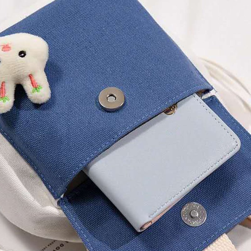 Túi Xách Nữ Túi Đeo Chéo Vai Vải Canvas Trơn Phong Cách Hàn Quốc Ngọt Ngào Dễ Thương