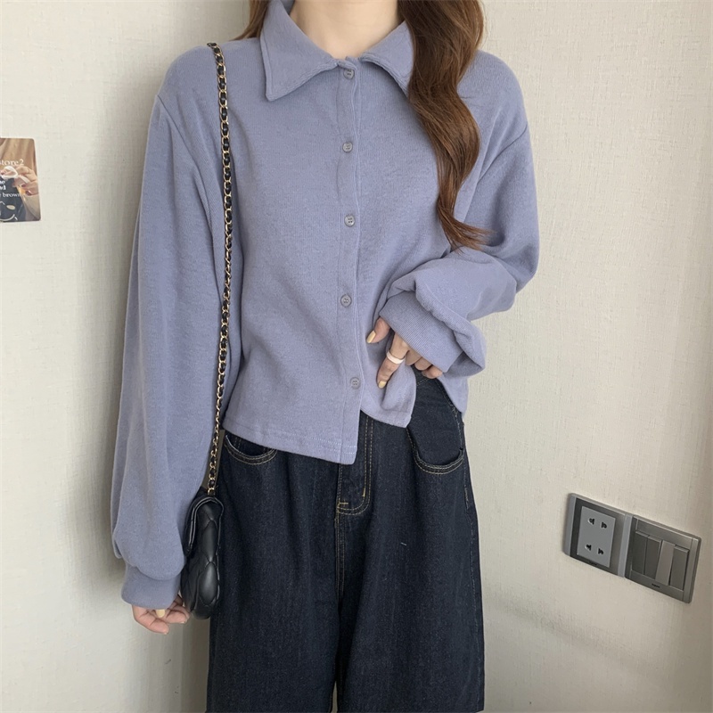 SUXI Áo sơ mi tay dài dáng rộng phong cách Hàn Quốc dành cho nữ