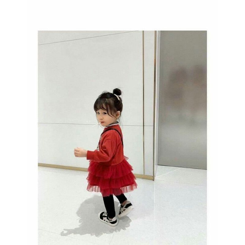 Váy Mickey đỏ bé gái mặc noel tết siêu cưng