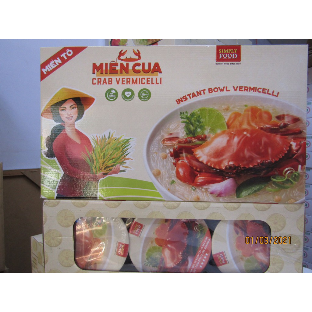 Miến tô ăn liền (9 Tô) - Miến cua tô & miến gà tô - Vermicelli Glass Instant Noodle Bowls (Pack of 9)