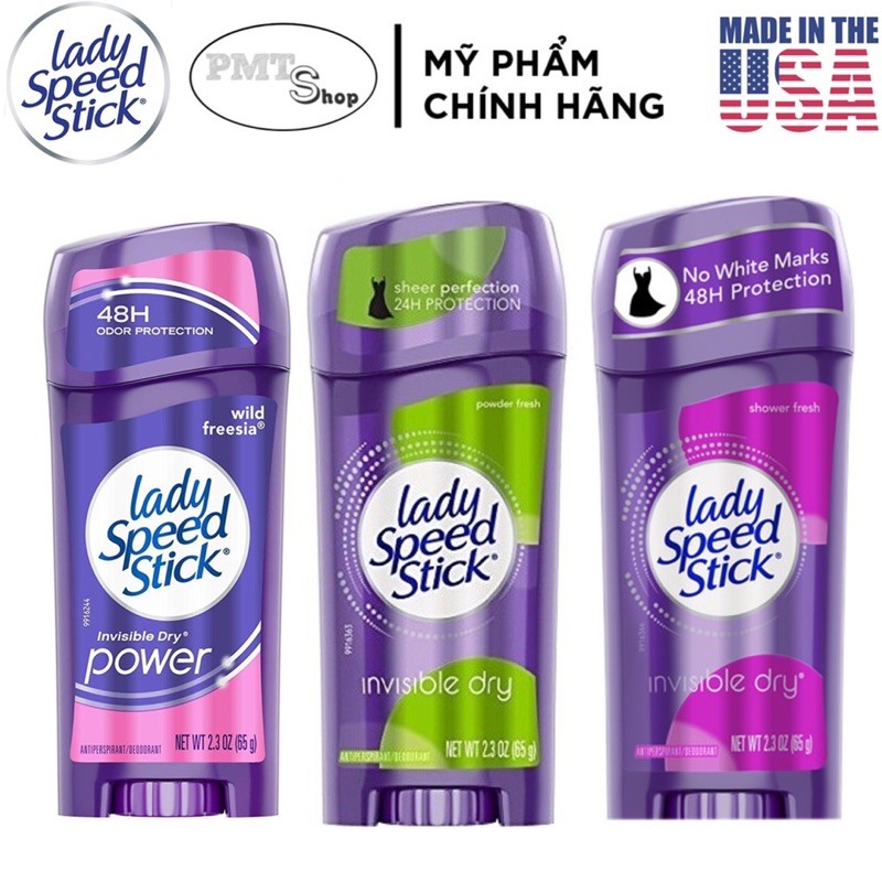 [USA] Lăn sáp khử mùi nữ Lady Speed Stick Powder Fresh 65g Invisible Dry Powder Shower Fresh, Wild Freesia- Mỹ