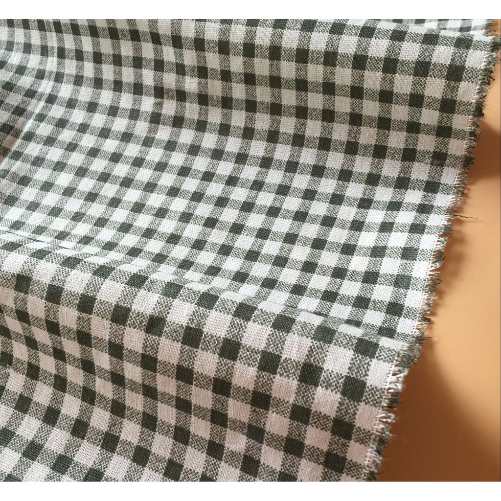 Vải linen họa tiết Caro nâu V-G08