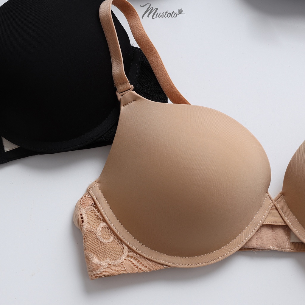 Áo Lót Nữ Mút Vừa Dày 2cm Có Gọng Nâng Ngực Trơn Phối Ren Flex Magnolia