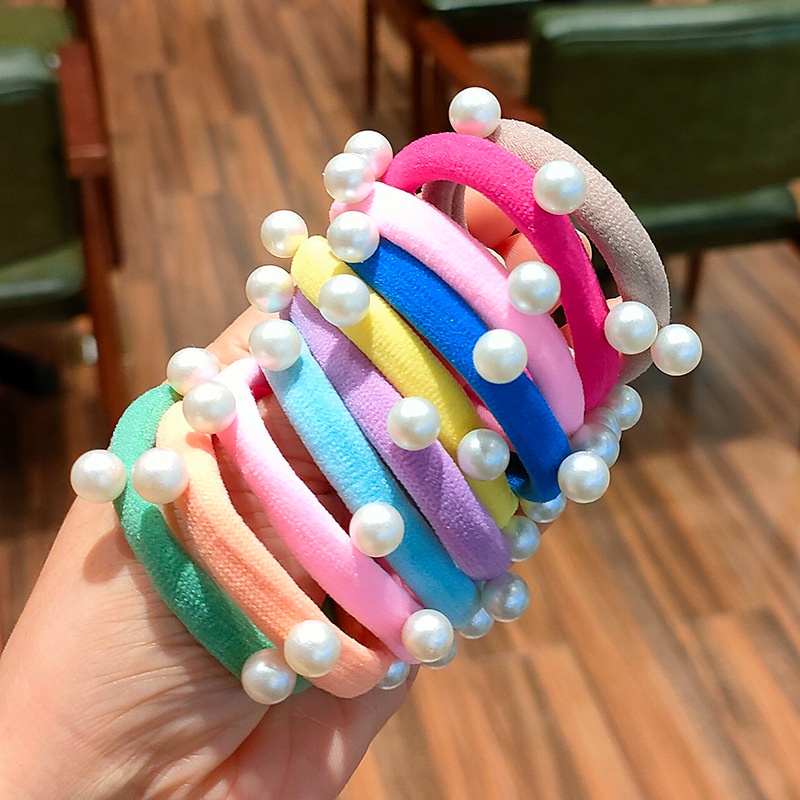 Dây Cột Tóc Cao Su Đính Hạt Ngọc Trai Lớn Thời Trang Phong Cách Hàn Quốc Cho Nữ