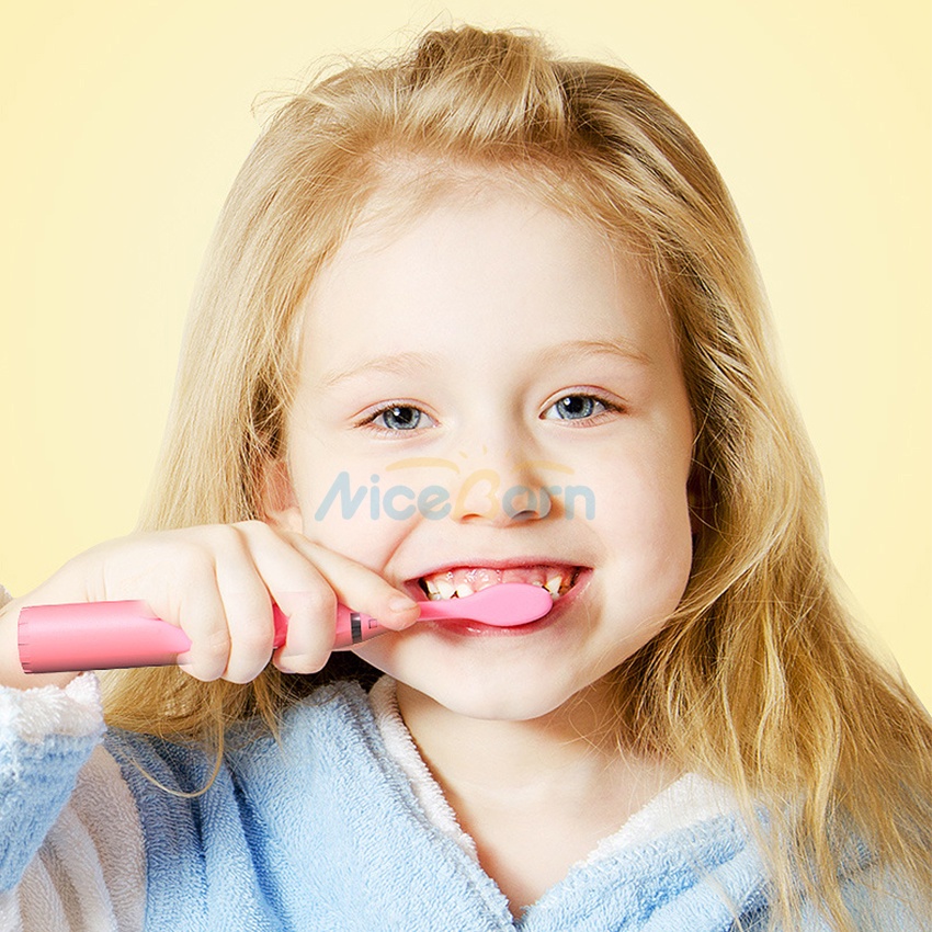 NiceBorn Electric Toothbrush Sonic Children's Electric Toothbrush Kids 3 To 12 Years Old Cleaning Care Oral Bacteria Soft Hair Small Brush Head 6 Replacement Brush Heads USB Charging Low Noise