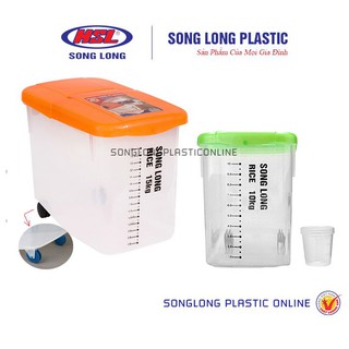 Thùng Đựng Gạo Thông Minh 10kg -15Kg Song Long 2048 Có Bánh Xe