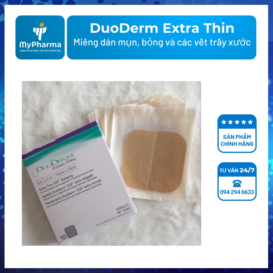 DuoDerm Extra Thin (10 x 10cm - Miếng dán mụn, bỏng và các vết trầy xước