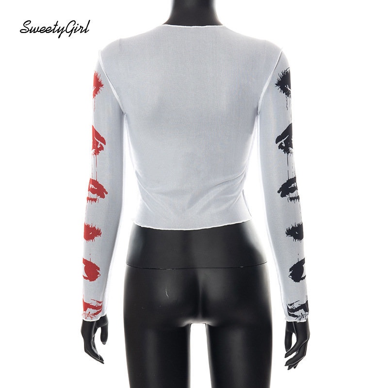 Áo Thun Dài Tay Cổ Tròn Phối Màu Tương Phản Thời Trang 2022 Y2k Cho Nữ