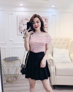 [Ảnh thật] Chân váy dạ xếp ly