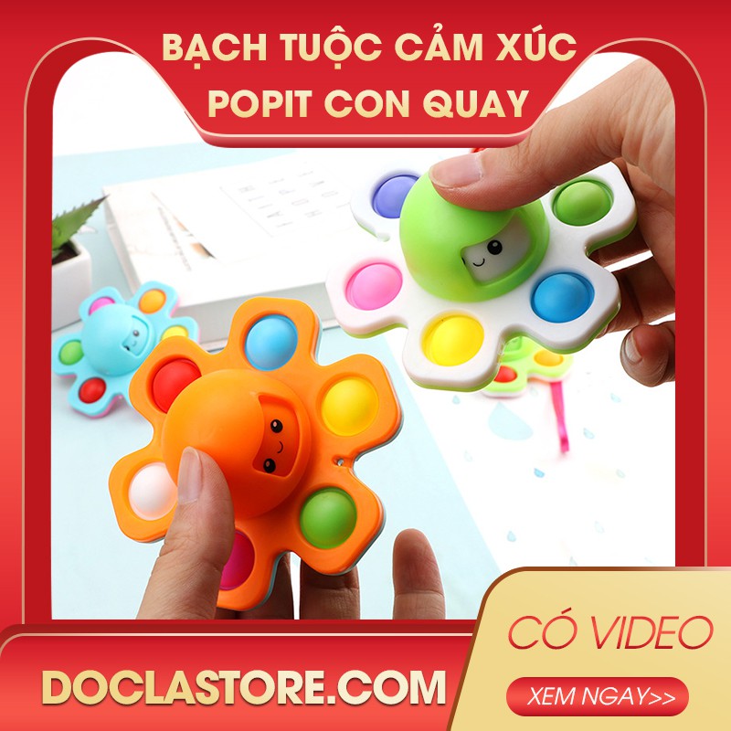Đồ chơi trẻ em cho bé gái và bé trai thông minh từ 1 2 3 4 5 6 tuổi - Popit con quay bạch tuộc cảm xúc