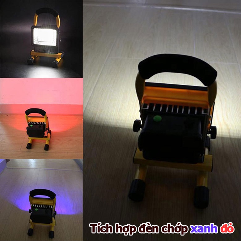 Đèn led pha tích điện xách tay tặng kèm Pin 18650 và bộ sạc W804 30W