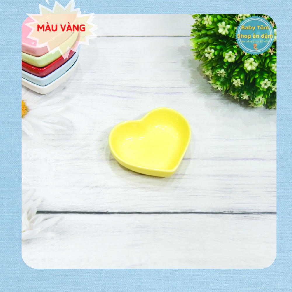Bát gốm sứ ăn dặm mini hình TRÁI TIM - 30ml NPP Baby Tôm