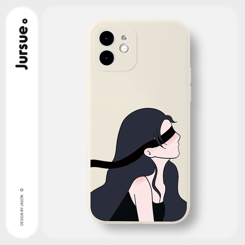 Ốp lưng JURSUE hoạt hình cặp đôi dễ thương đẹp cho iPhone 13 12 11 Pro Max SE 2020 X XR XS 8 7 ip 6S 6 Plus kute Y1863