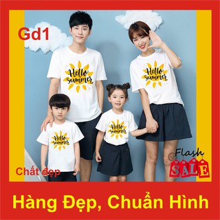 Áo gia đình đi biển GD1, chất đẹp, giá bán buôn,hello summer,thun, phông,family, farther, đồng phục,nhóm,