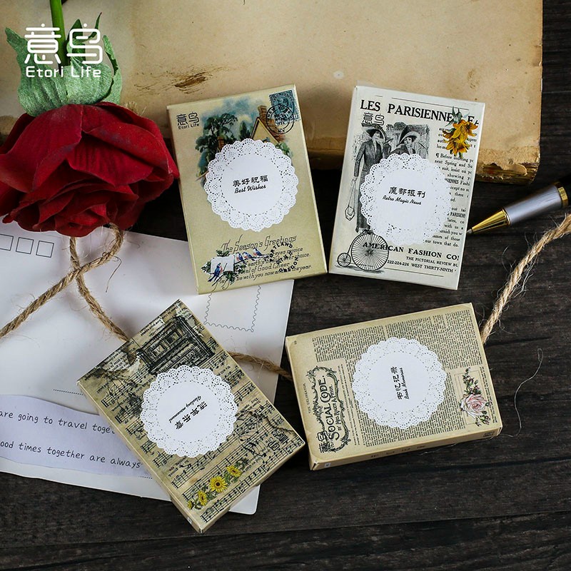 Bộ 24 miếng dán trang trí sổ tay phong cách Vintage