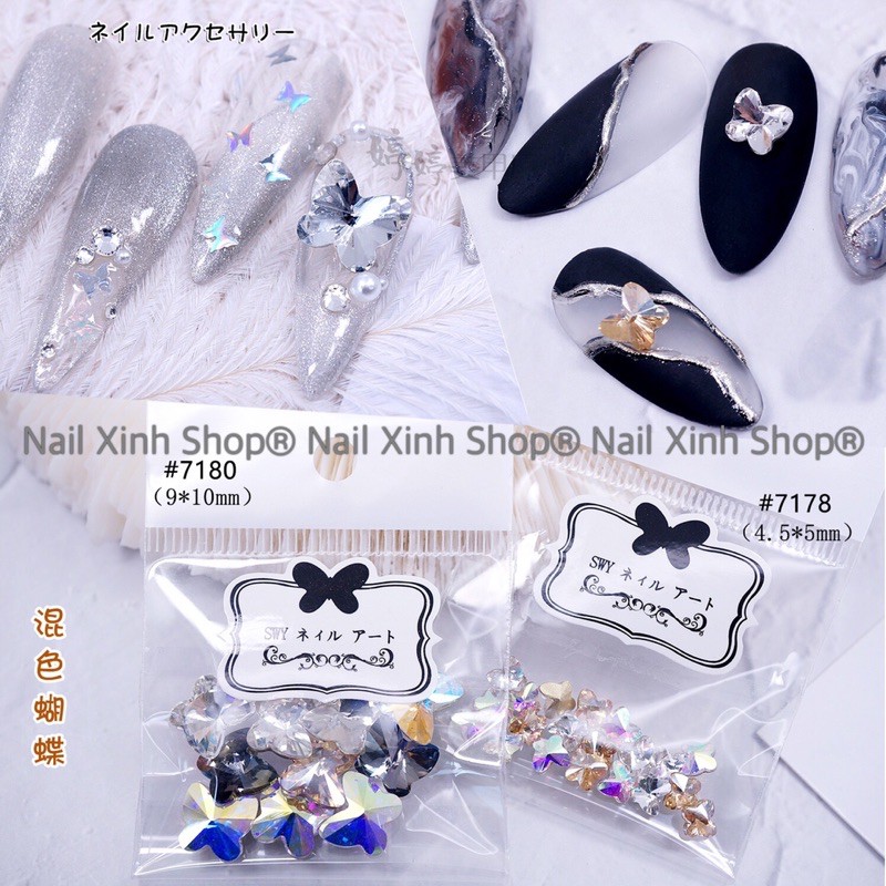 Túi mix đá nail trái tim long lanh lấp lánh phụ kiên nail cao cấp, phụ kiện nail hot 2021 , nail xinh shop