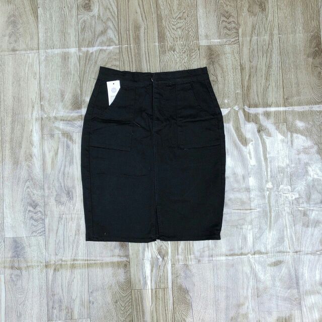 Chân váy nữ kiểu bút chì - MIN Boutiques - Ảnh thật - Váy công sở chất Kaki - Màu Đen - Size SML | BigBuy360 - bigbuy360.vn