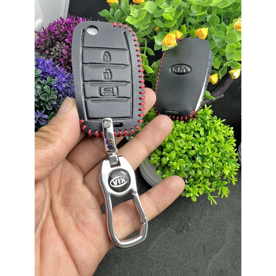 Bao da khóa Xe Kia Soluto, k3,sorento...Bản 3 nút chìa gấp