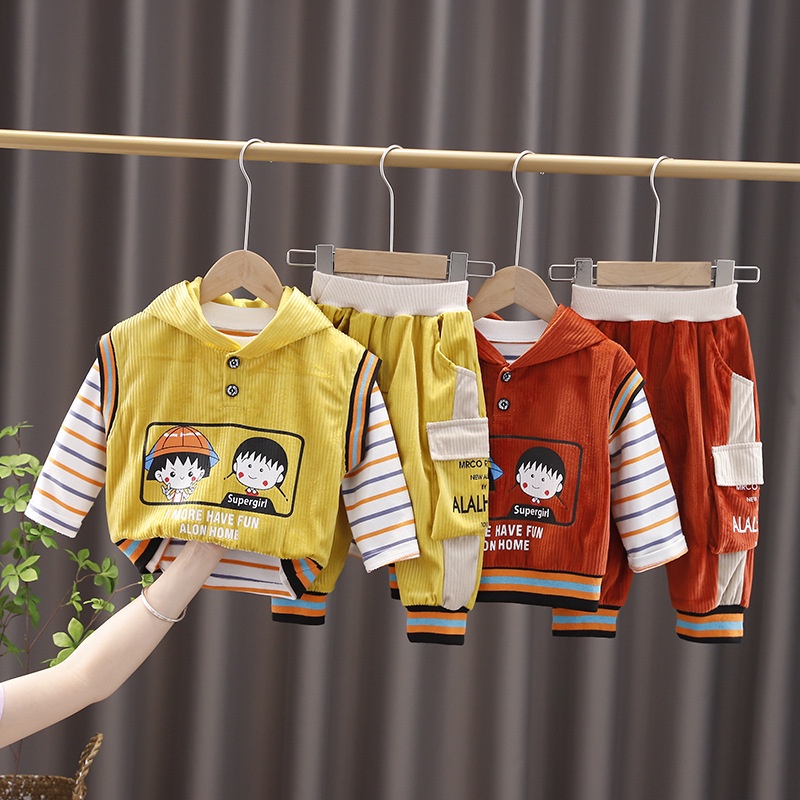 Set áo gile bé trai áo thun dài tay quần jogger cho bé MINTSCLOSET Mint's Closet 1 2 3 4 5 tuổi - TD4145